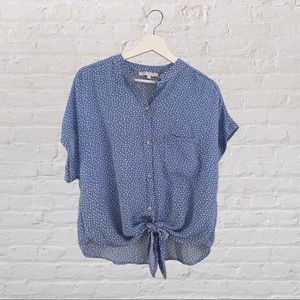Olivaceaous Light Blue Polka Dot Top